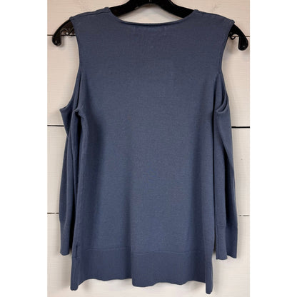 Time and Tru Blue Cold Shoulder Sweater Women's Size Medium