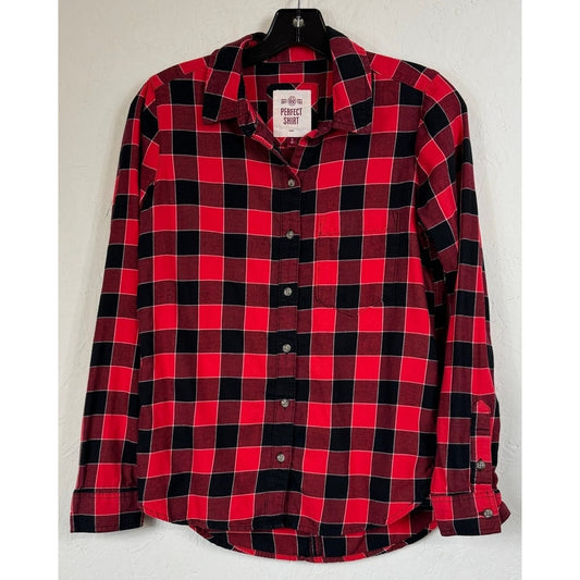 So Red Black Long Sleeve Button Up Shirt Women's Small