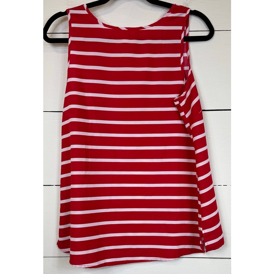 Time And Tru Red White Blouse Women Medium
