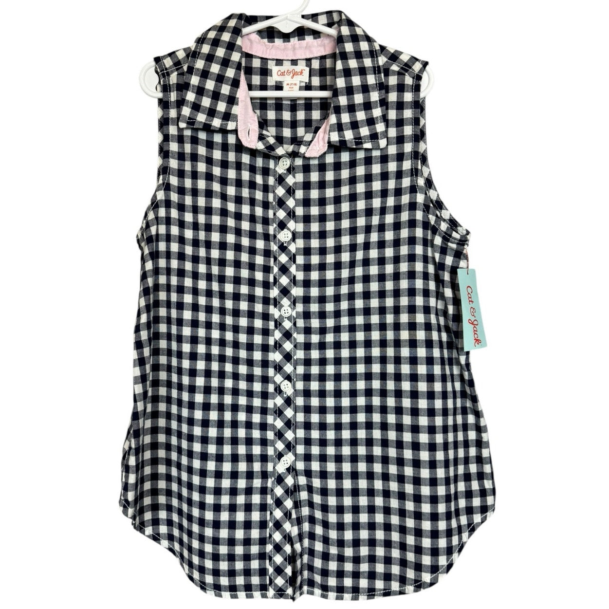 Cat & Jack Sleeveless Button Up Shirt Girl's Size Medium (7-8) Plus