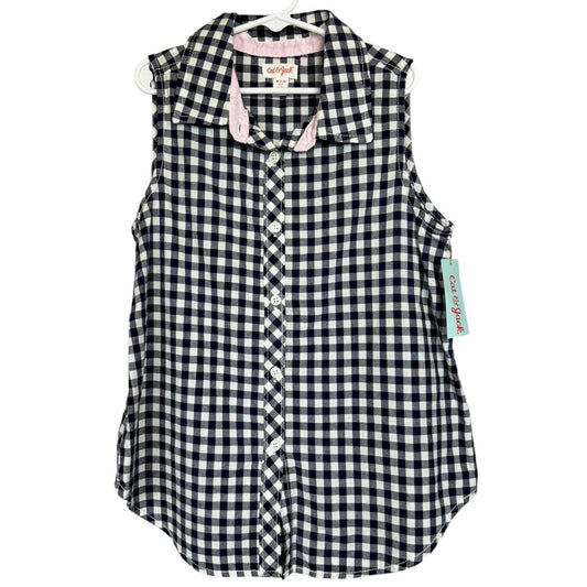 Cat & Jack Sleeveless Button Up Shirt Girl's Size Medium (7-8) Plus