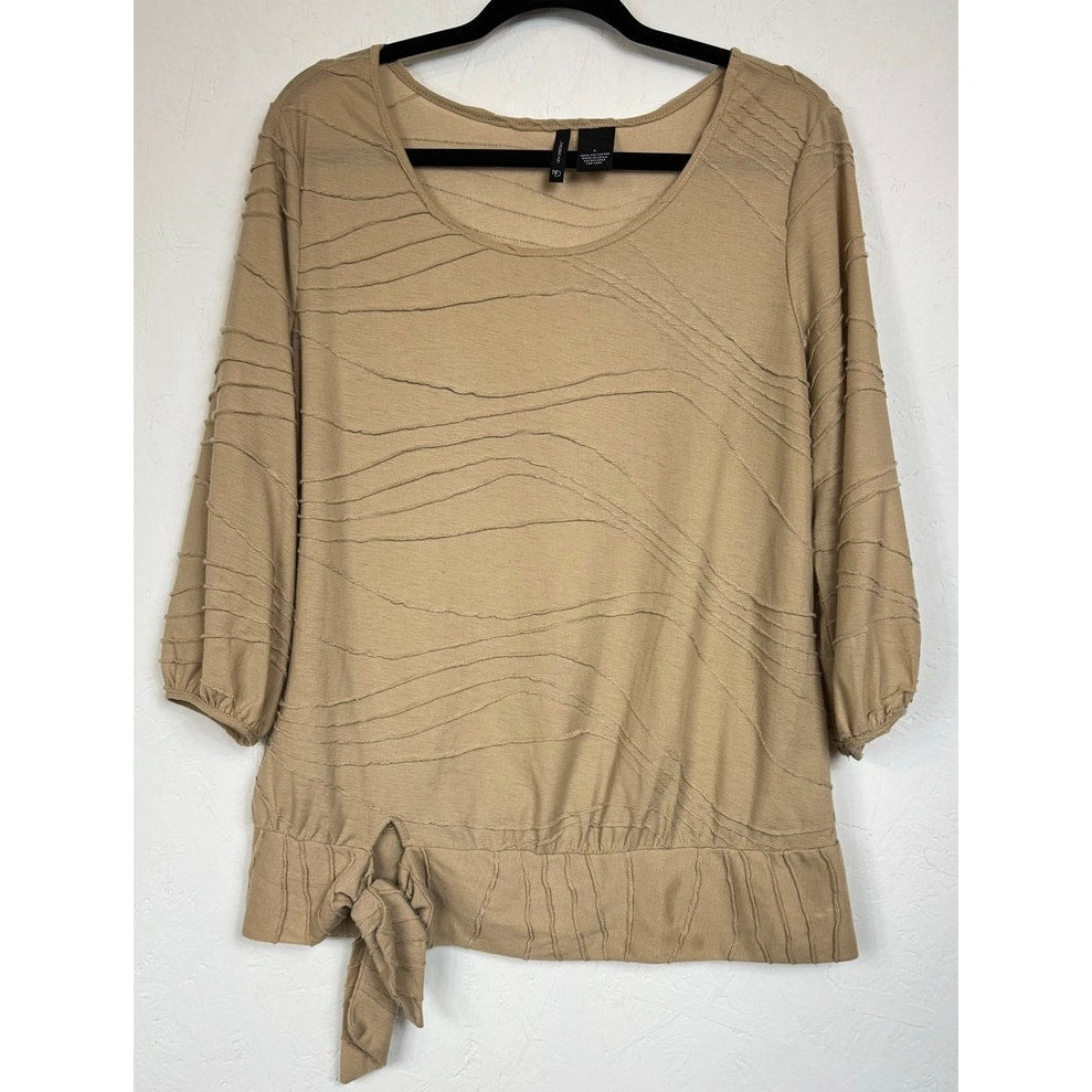 New Directions Beige 3/4 Sleeve Blouse Women's Large