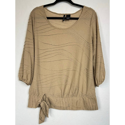 New Directions Beige 3/4 Sleeve Blouse Women's Large