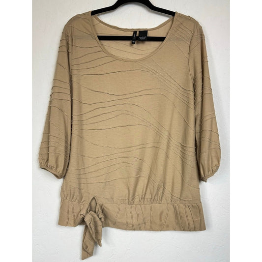 New Directions Beige 3/4 Sleeve Blouse Women's Large