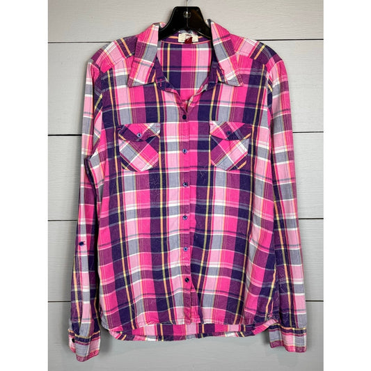 Lei Long Sleeve Button Up Shirt Women's Size Large