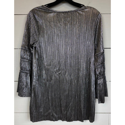 Cato 3/4 Sleeve Silver Blouse Women's Size Small