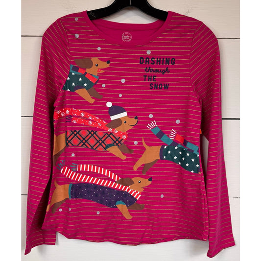 Wonder Nation Pink Long Sleeve T-Shirt Girl's Size XL (14/16)