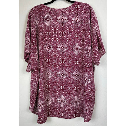 Faded Glory Purple Short Sleeve Button Up Blouse Women's 4X