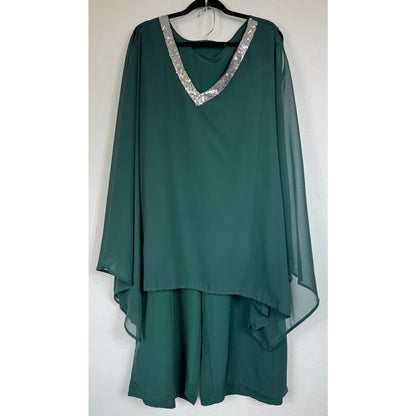 Green 2pc Set Blouse and Pants Women's Size 4X