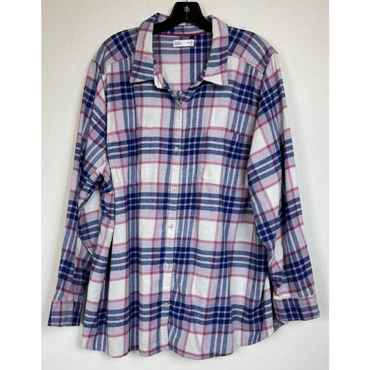 Croft & Barrow Blue Long Sleeve Button Up Blouse Women's 3X