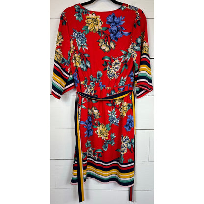 Tacera Red Floral Dress Women's Size Medium