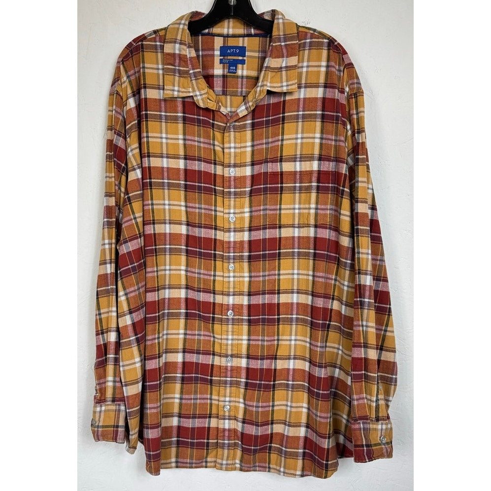 Apt.9 Brown Long Sleeve Button Up Shirt Men's 4X
