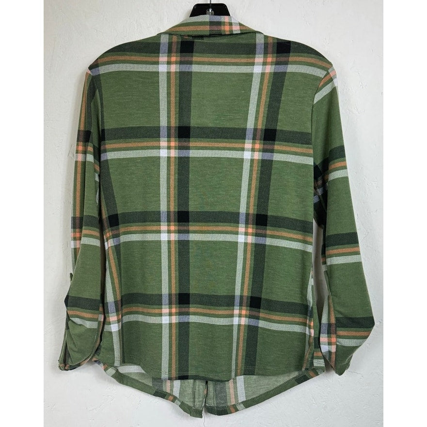Just Be ... Green Long Sleeve Button Up Blouse Women's Small
