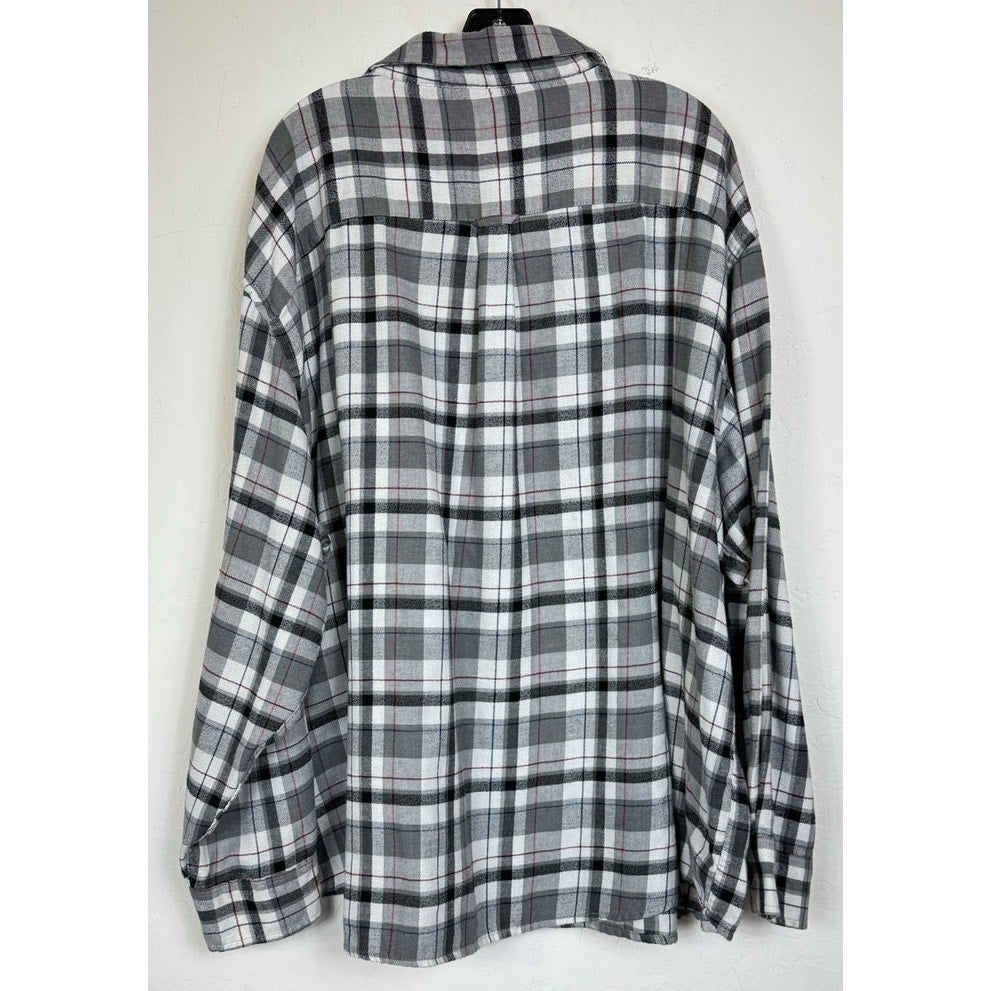 Izod Gray & Black Plaid Long Sleeve Button Up Shirt Men's 4X