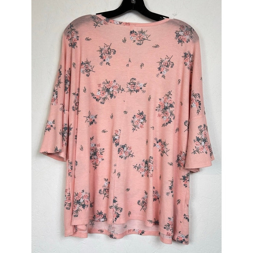 Crepas Pink 3/4 Sleeve Blouse Women's Small