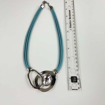 Fashion Jewelry Blue And Silver Multi Strand Statement Women's Necklace