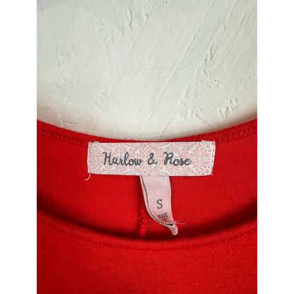 Harlow & Rose Red Long Sleeve Knee- Length Dress Women's Small