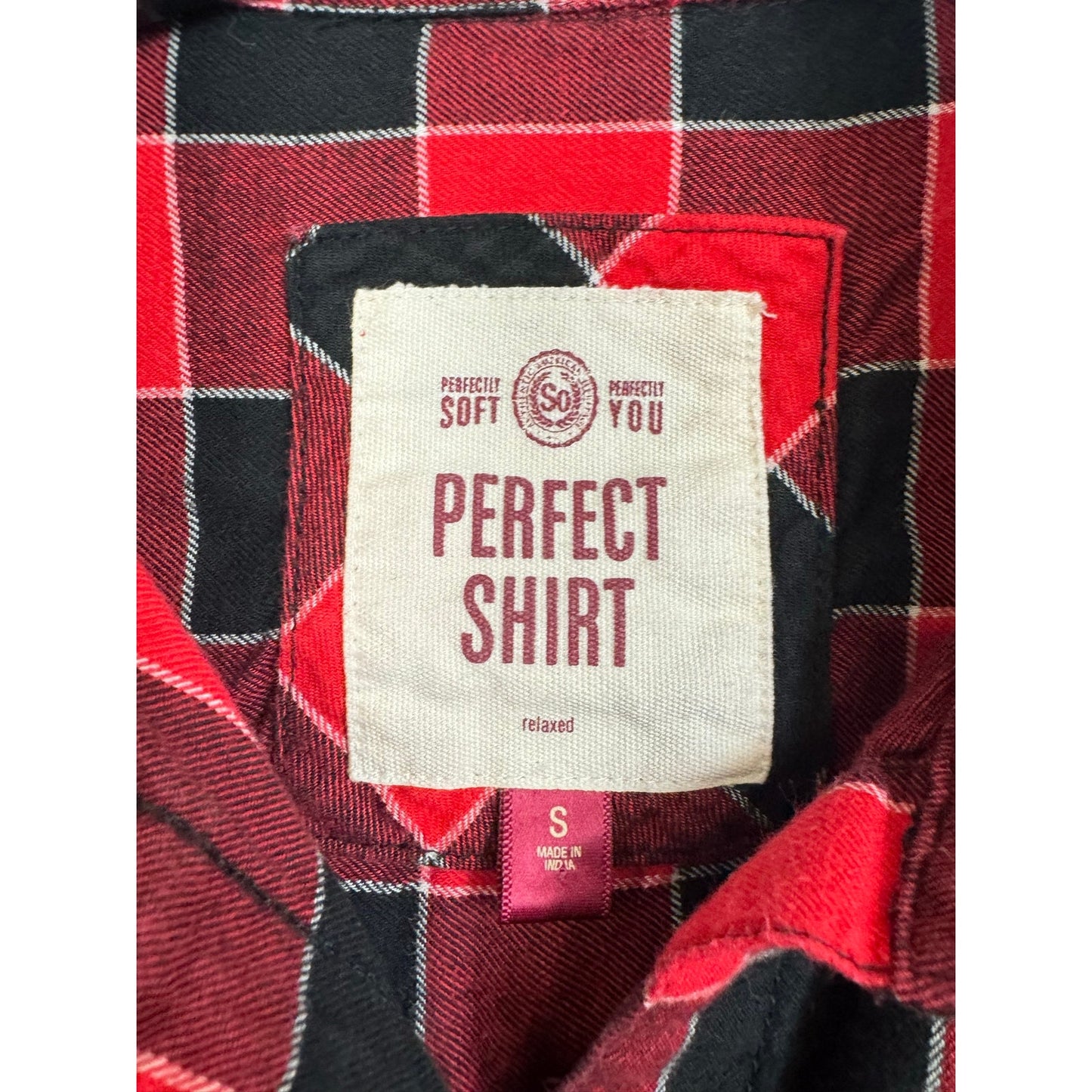 So Red Black Long Sleeve Button Up Shirt Women's Small