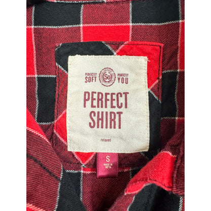 So Red Black Long Sleeve Button Up Shirt Women's Small