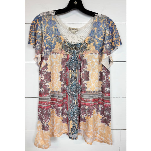 Live and Let Live Short Sleeve Blouse Women's Size Large