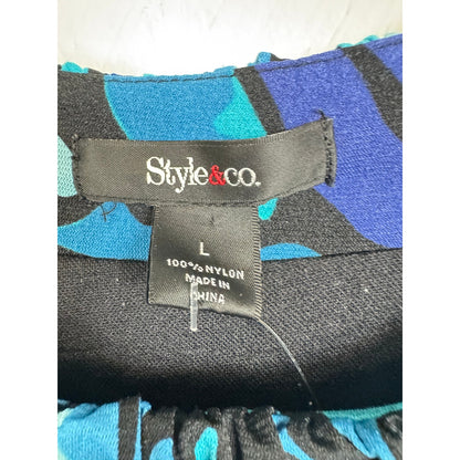Style & Co. Blue 3/4 Sleeve Blouse Women's Large