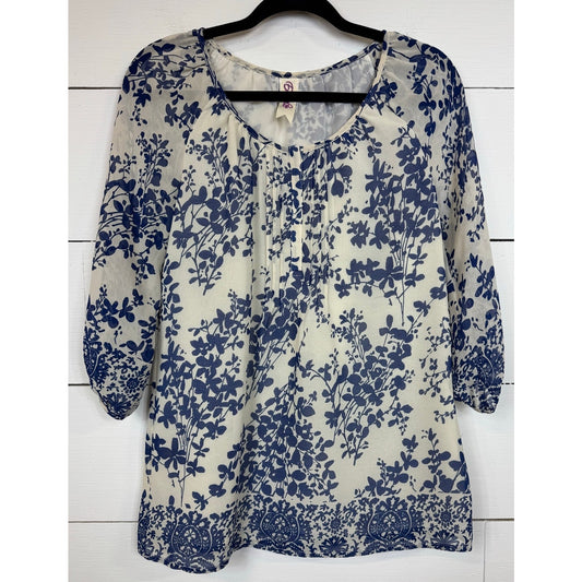 EmmeLee 3/4 Sleeve Floral Blouse Women's Size Medium