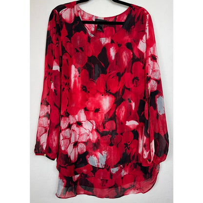 Investments Red Long Sleeve Blouse Women's Large