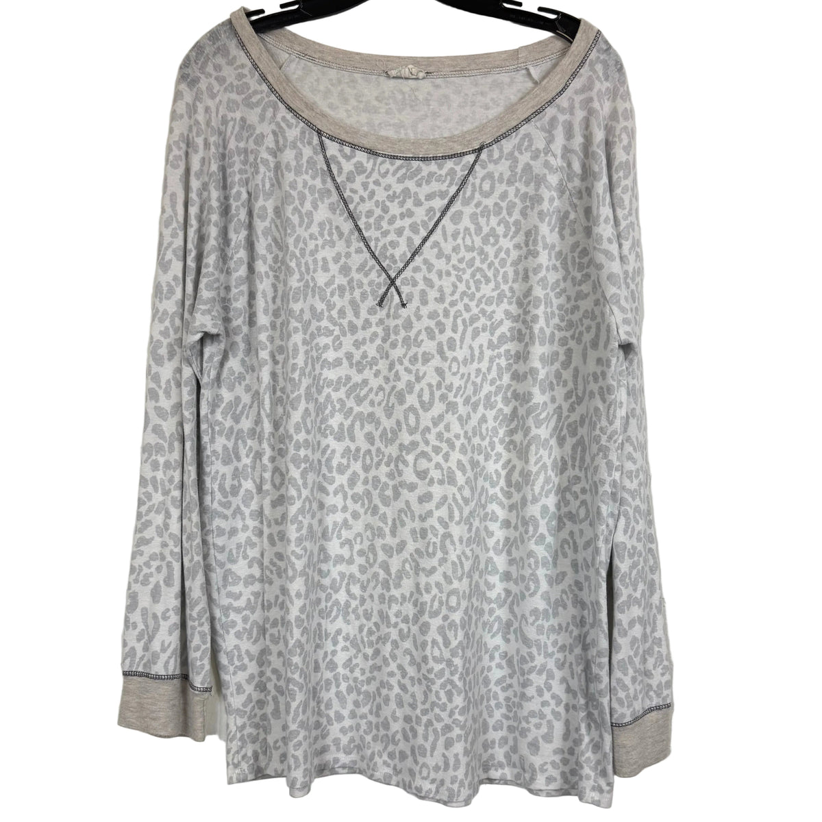 BiBi BT104 Gray Leopard Raglan Long Sleeve T-Shirt XL - Image 1