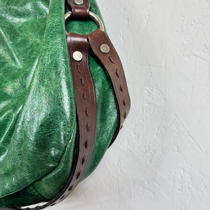 TANO Green and Brown leather bag Silver hardware