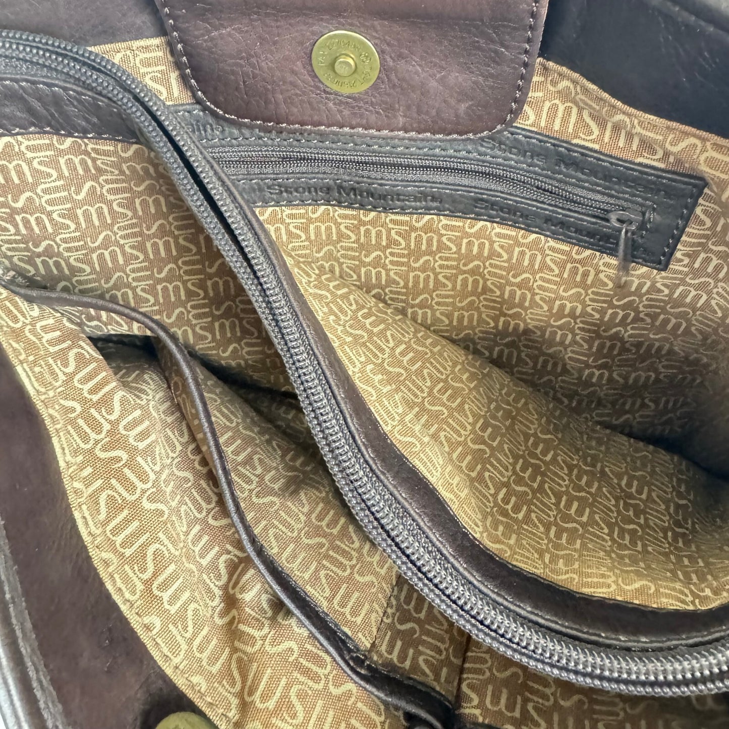 Stone Mountainy Brown saddle bag gold hardware