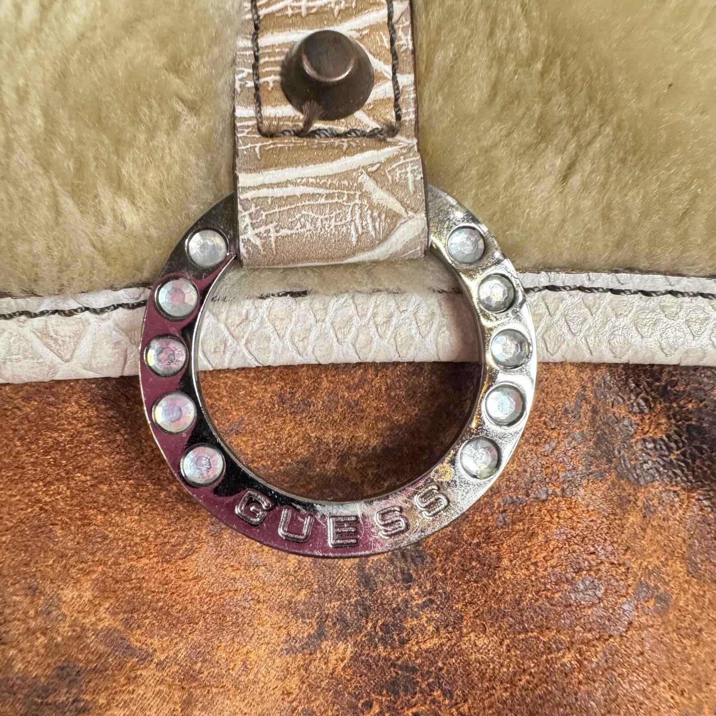 Vintage Guess Brown leather Shoulder bag silver hardware