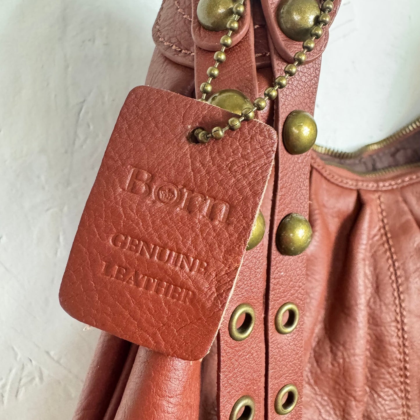 Born Brown Leather Crossbody bag Gold toned hardware
