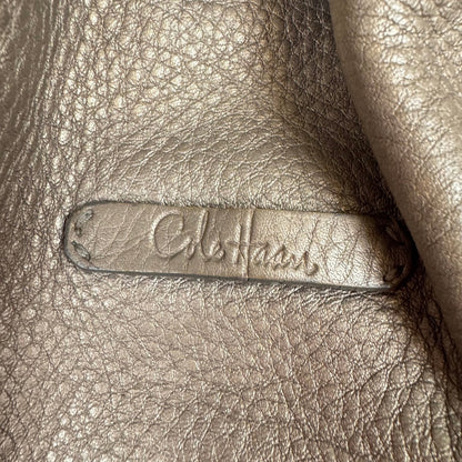 Vintage Cole Haan Metallic Taupe Bucket bag silver hardware