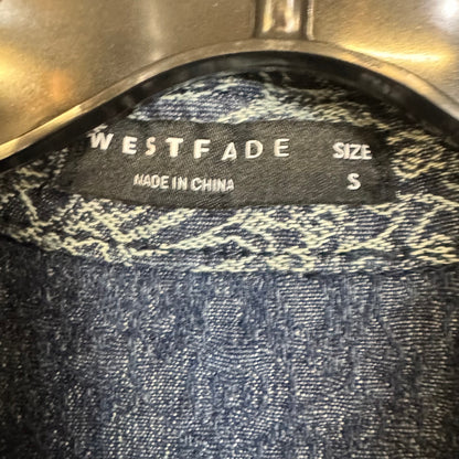 WESTFADE Women's Blue Button Up Paisley Jacquard Shirt Jacket Size Small - Image 4