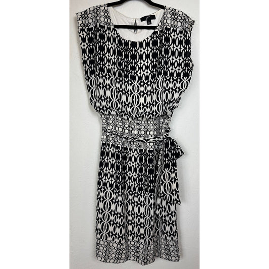 GNW Black & White Sleeveless Knee-length Dress Women's Large