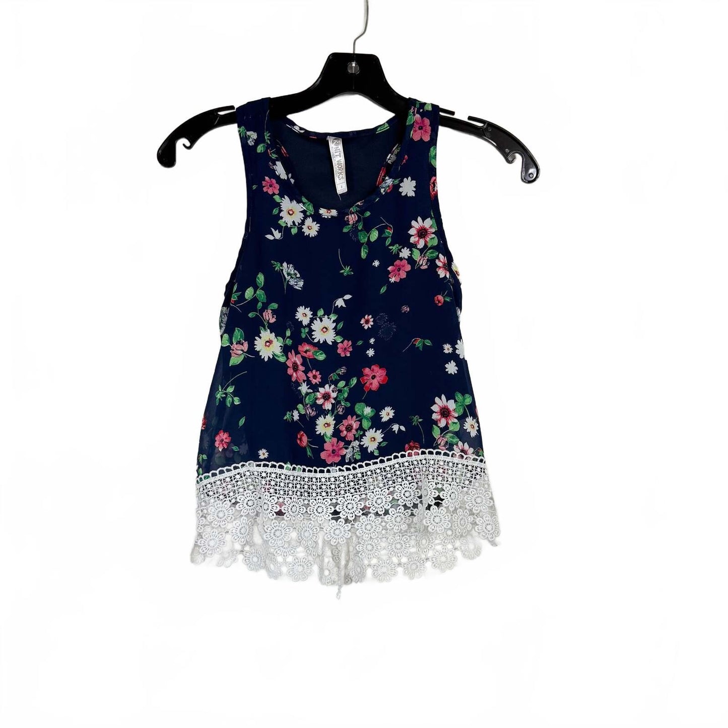 Knit Works Navy Sleeveless Blouse Girl's Size Medium