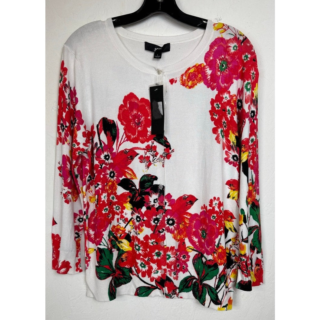 GNW White 3/4 Sleeve Cardigan Women's Large