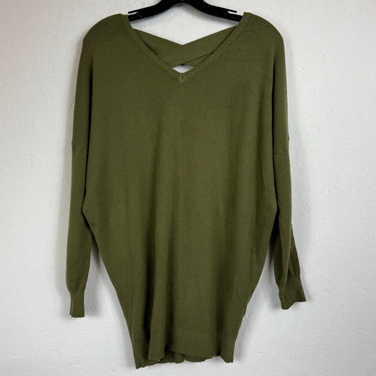 Woven Heart Green Long Sleeve Sweater Women's Medium