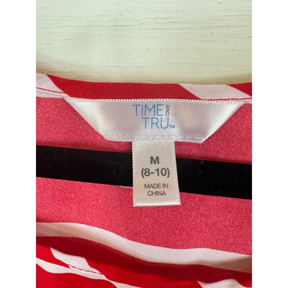 Time And Tru Red White Blouse Women Medium