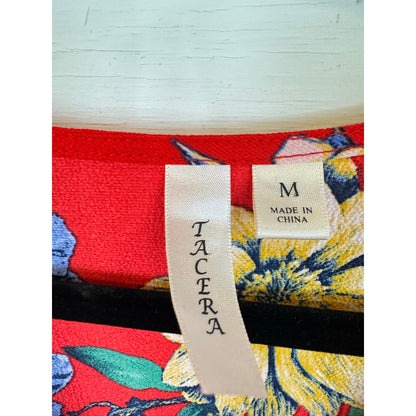 Tacera Red Floral Dress Women's Size Medium