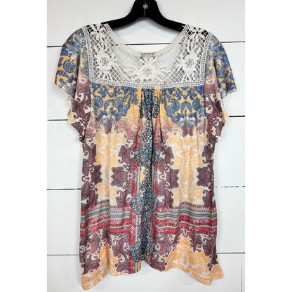 Live and Let Live Short Sleeve Blouse Women's Size Large