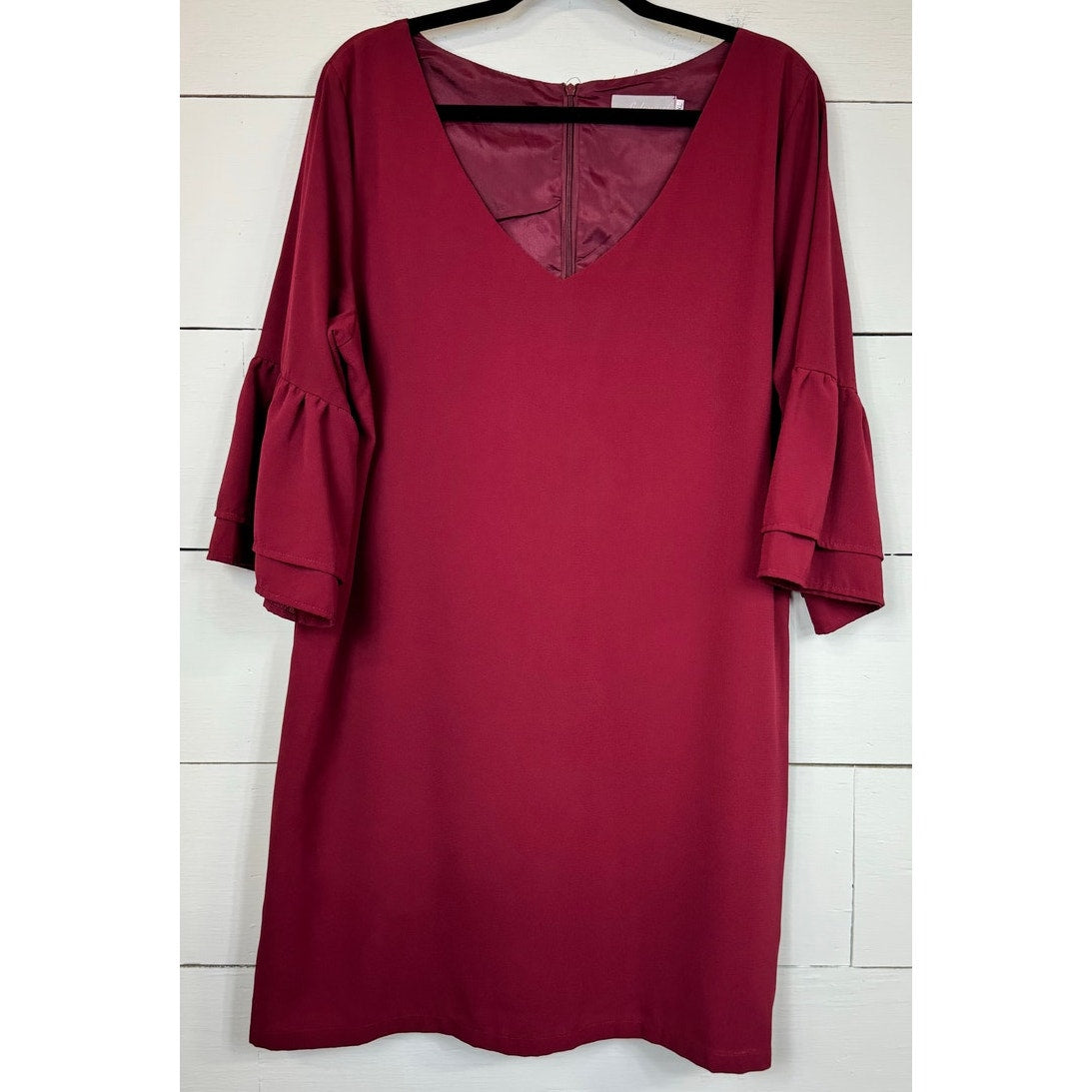 Belongsci Red Knee Length Dress Women's Extra Large