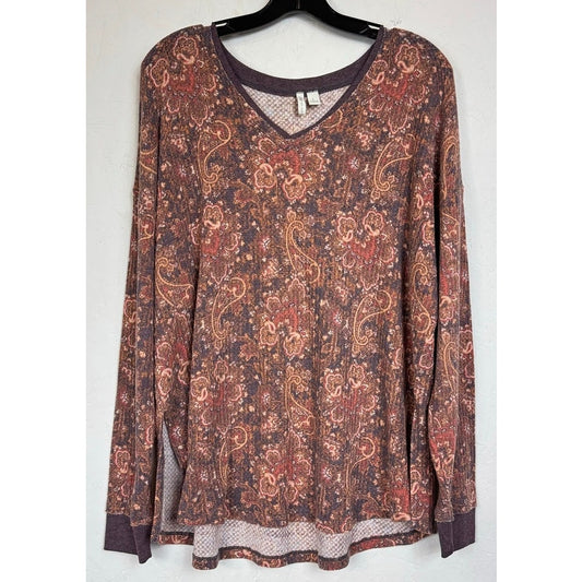 Cato Brown Long Sleeve Blouse Women's Large