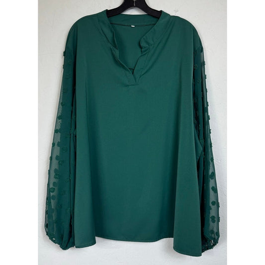 Green Long Sleeve Blouse Women's 6XL