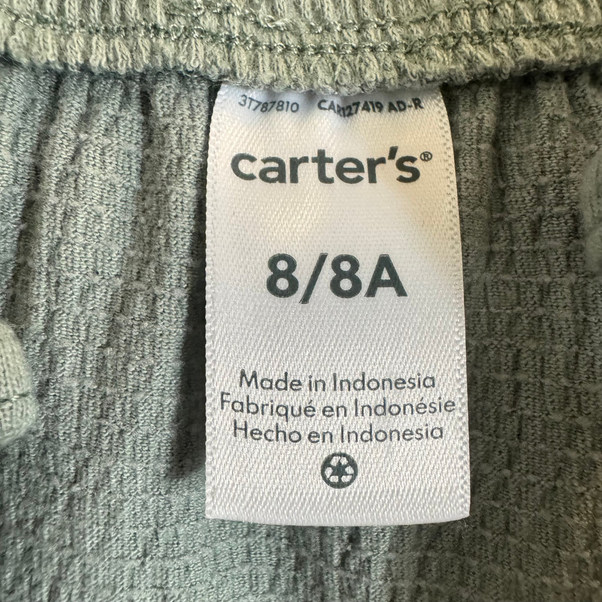 Carter's Girls' Sage Green Drop-Waist Tiered Dress Size 8 - Image 3