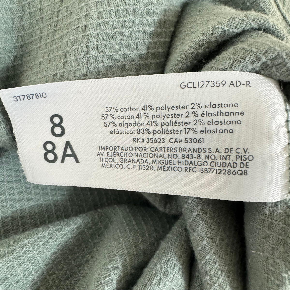 Carter's Girls' Sage Green Drop-Waist Tiered Dress Size 8 - Image 4