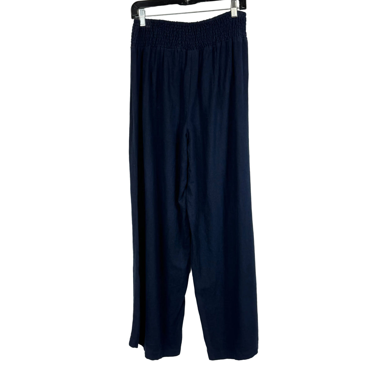 Wide Leg Pants Navy Blue Linen Blend Smocked Waist 14/16W - Image 1