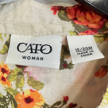 Cato Woman 18/20W Floral Button Down Long Sleeve Blouse Multicolor - Image 3