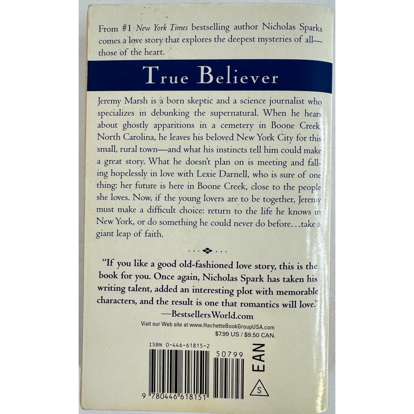 True Believer by Nicholas Sparks (Paperback)