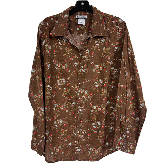 Columbia Women's 1X Brown Floral Print Snap Up Shirt - Image 1